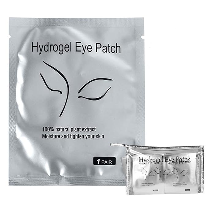 Eyelash Extension Eye Pad, 100 Pairs Under Eye Pads, Lint Free DIY False Lash Extension Beauty Makeup Hydrogel Gel Eye Patches with Transparent Cosmetic Bag