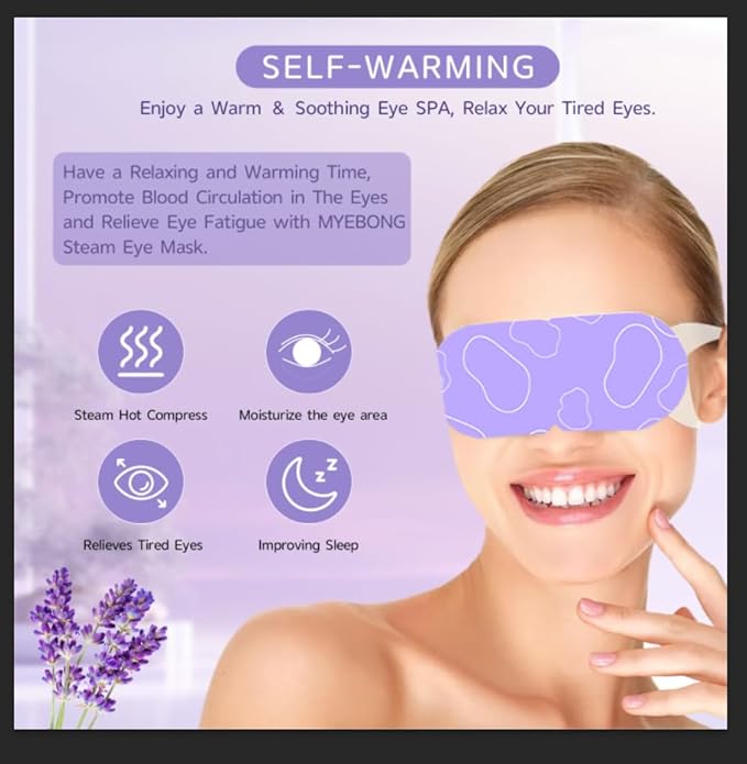 48 Packs Steam Eye Mask for Dry Eyes, Warm Compress Eye Mask, Self Heating Eye Masks Help for Dark Circles, Puffy Eyes, Disposable Heated Eyes Mask for Sleeping Relief Stress Eye Fatigue