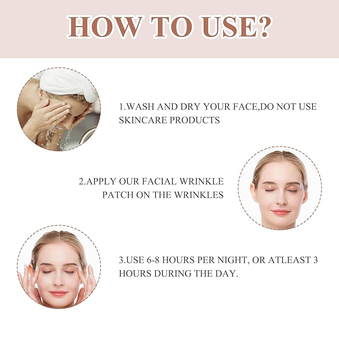 32 PCS Face Wrinkle Patches, Wrinkle Patches for Face Overnight, Silicone Face Lifting Tapes, Reduce Fine Lines Suitable for Forehead Under Eyes Cheeks Chin