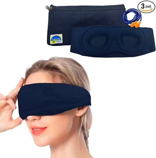 Sleep Mask - 3D Contour Sleep Mask with Earplug and Carrying Pouch