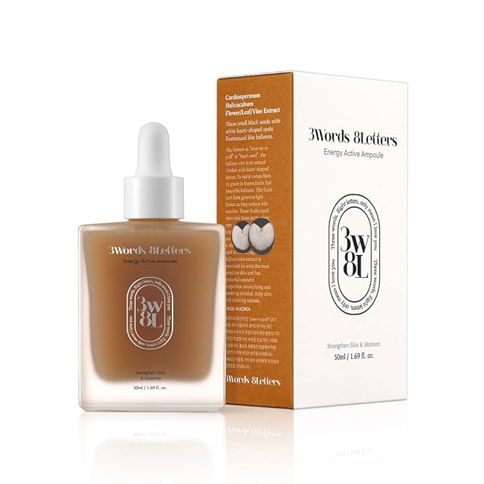 [3W8L] Energy Active Serum 1.69 fl oz | Vegan Face Ampoule For All Skin Types | Soothing & Moisturizing Face Serum | Korean Skin Care | k-beauty | 3Words 8Letters