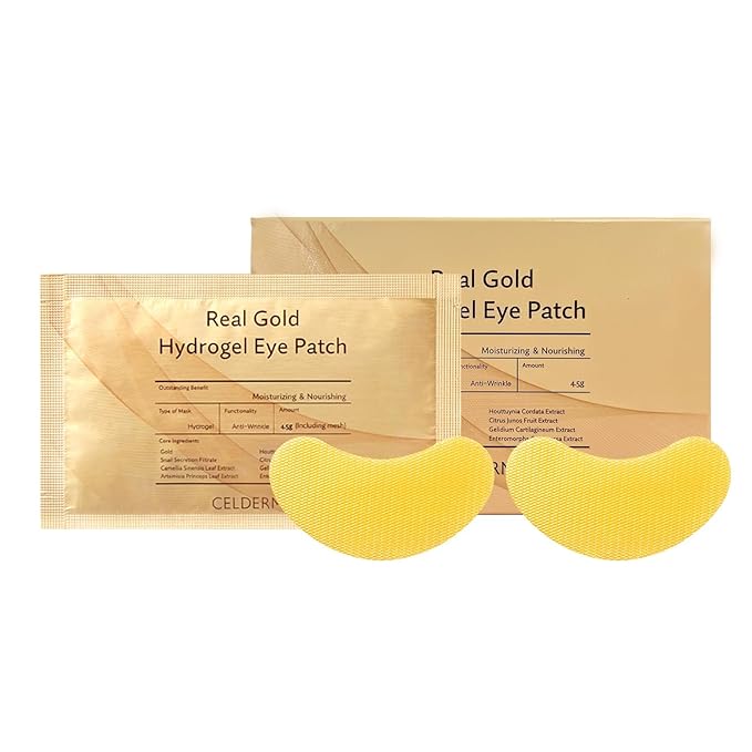 CELDERMA Real Gold Hydrogel Eye Patch [20 Pairs], Moisturizing & Nourishing, Anti-Wrinkle.