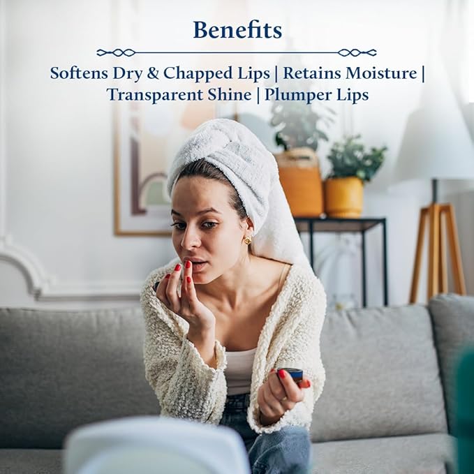 Blue Nectar Ayurvedic Orange Lip Balm with Organic Ghee & Natural Vitamin C for Dry Lips | Moisturizing Lip Gloss with Clean Ingredients (0.35 oz, 10 Herbs)