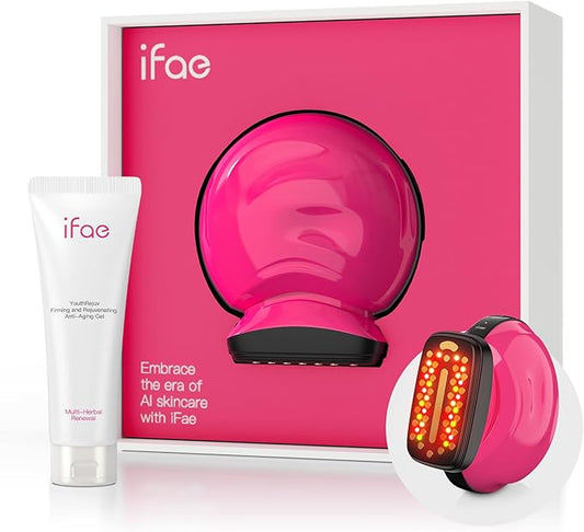 Microcurrent Facial Device Face Lift: iFae 3 in 1 Light Therapy for Face, Portable Face Lift Device for 90 Seconds Lifting, Tightening, Skin Rejuvenation Anti-Aging Wrinkle Skin Salon at Home (Pink)