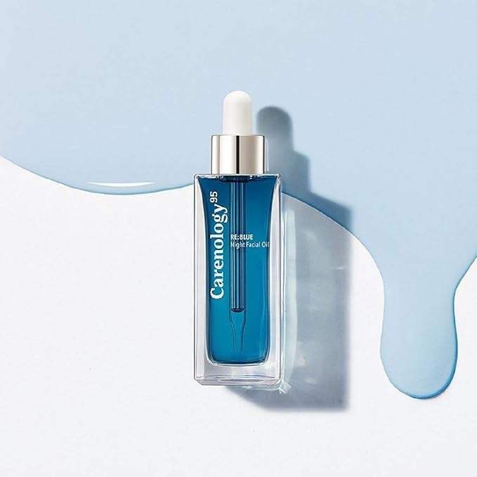 100% Pure Blue Tansy Korean Skincare Carenology Essential Facial Oil Overnight facial Repair for Acne Spot and Scar Treatment, Non-Greasy, Dermatologist Recommended for All Skin Types