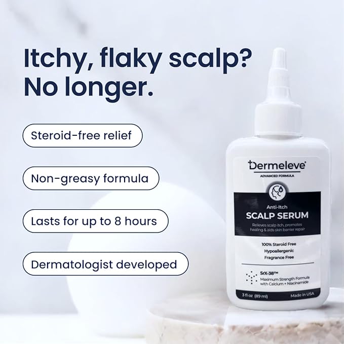 Dermeleve Scalp Serum for Neuropathic Itch, Sebborheic Dermatitis & Scalp Psoriasis | Dry Itchy Leave In Scalp Treatment | Quick Absorbing, Moisturizing & Non-Greasy (1 Pack)