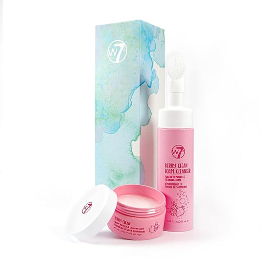 W7 Berry Clean Cleansing Balm & Hydrating Foam Cleanser Set – Gently Removes Makeup, Dirt & Impurities – Infused with Fruit Extracts & Vitamin E to Help Nourish, Soothe, and Protect the Skin