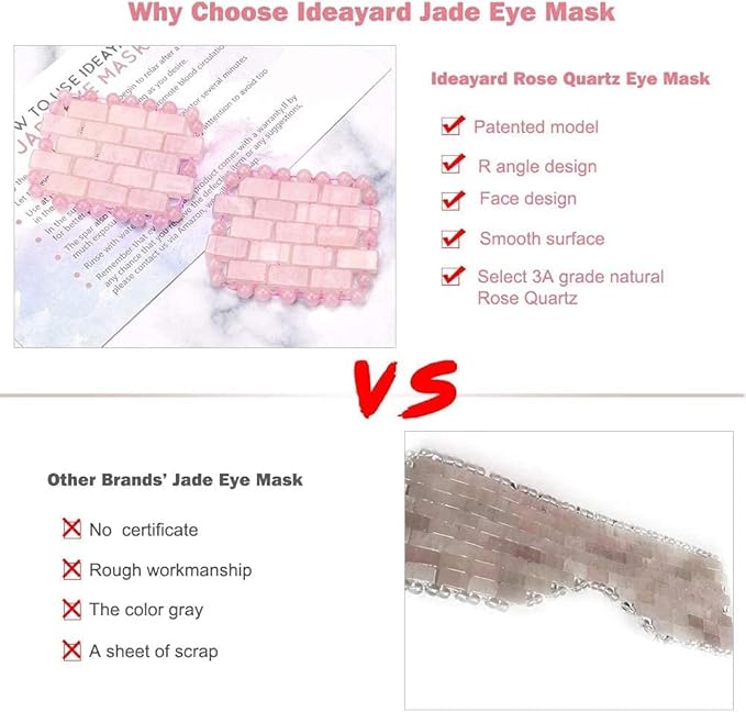 ideayard Rose Quartz Eye Mask, Mini Eye Mask Natural Quartz Mask for Eliminate Wrinkles Puffiness (Rose quartz-2)