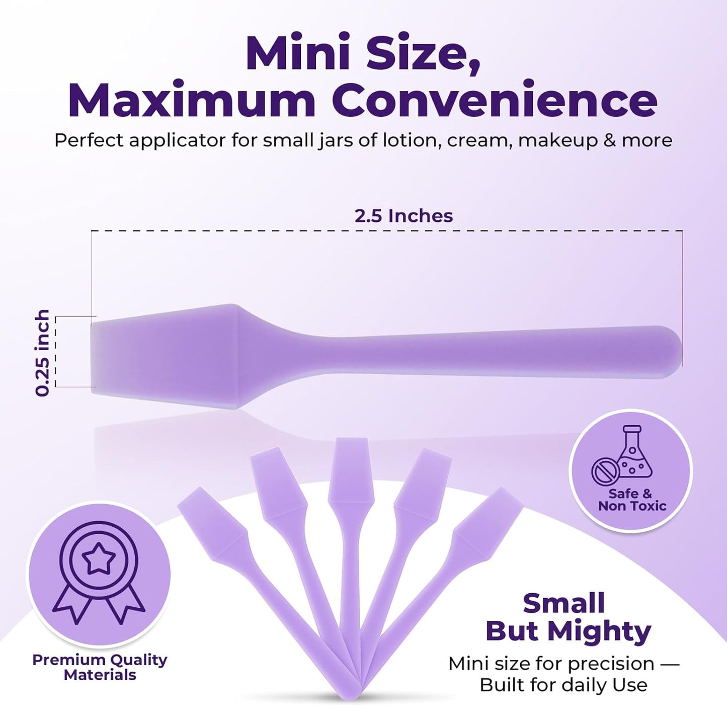 Mini Face Spatula (2.5", 100 Pack) - Small Foundation Spatula for Skincare, Creams, & Crafts | Plastic Face Lotion Applicator Tool for Mixing, Cosmetic, Face Mask | Purple
