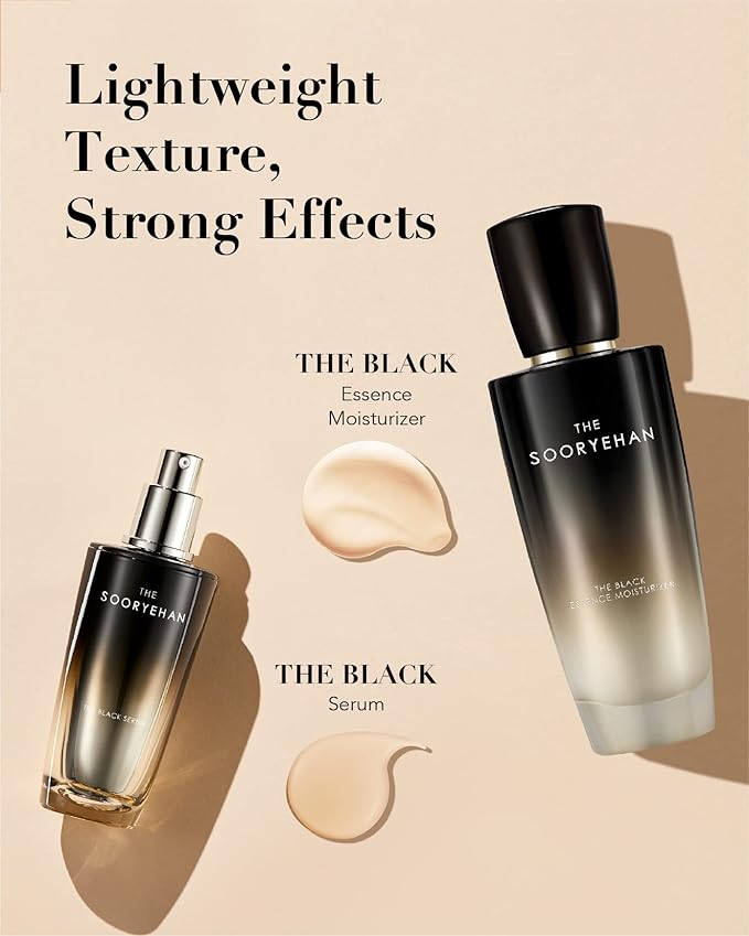 Sooryehan THE BLACK SKINCARE SET (160ml / 5.41 Fl Oz) - Korean Skincare Gift Set, Luxury Premium High-end by LG BEAUTY. Advanced Next Generation Bio Moisturizer & Serum.