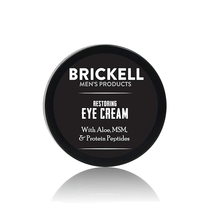 Brickell Men's Restoring Under Eye Cream for Men, Natural and Organic Anti Aging Eye Balm To Reduce Puffiness, Wrinkles, Dark Circles, Crows Feet and Under Eye Bags, 0.5 Ounce, Unscented