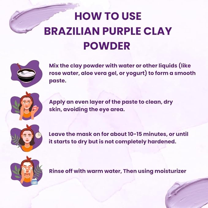 French Pink Clay Powder 114 g w/Serbian Blue Clay Powder 114 g w/Brazilian Purple Clay Powder 114 g