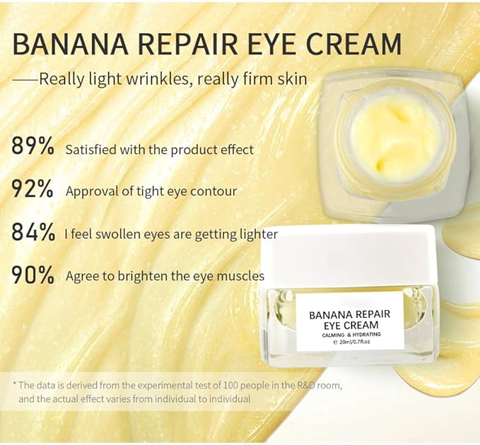Banana Bright Eye Cream, Anti Aging Eye Cream with Squalane Dark Circle Under Eye Cream for Puffiness & Bags Moisturizing Firming & Wrinkle Repair Eye Treatment for Women & Men - 0.71 Fl Oz