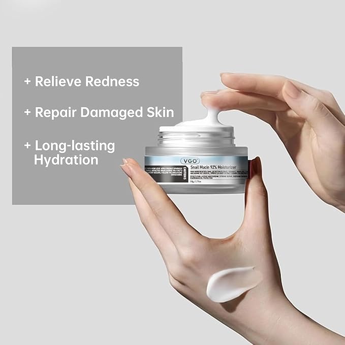 VGO Skin Care Set, with Snail Mucin 92% Moisturizer, Vitamin C Serum & Pro-Xylane Active Eye Cream, 3-Step Skin Care Kit, Day & Night Skincare Routine