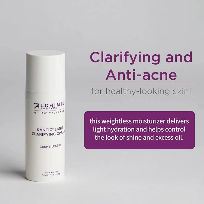 Alchimie Forever Kantic Light Clarifying Cream Benzene-Free Clears Blemish & Acne Prone Skin, Anti Aging Facial Moisturizer 1.7 fl oz