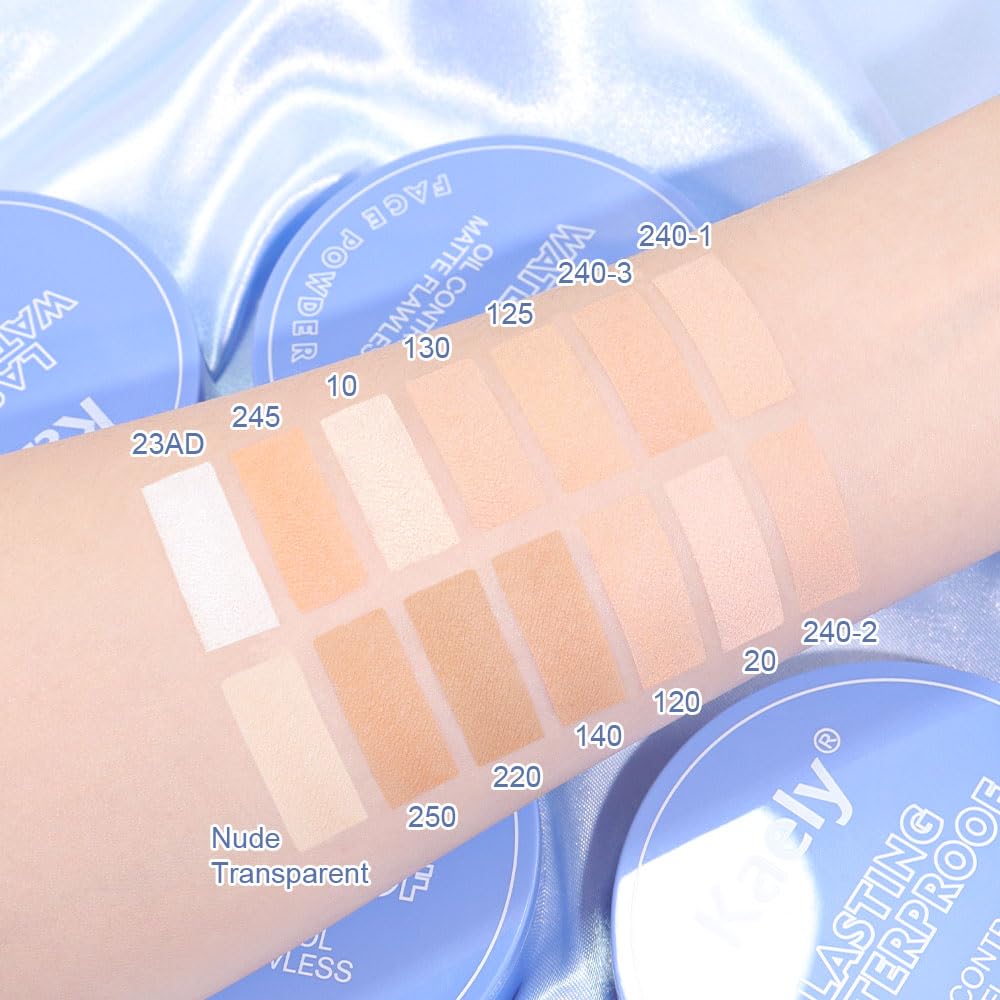 Kaely Oil Control Face Pressed Powder, Perfection Matte Compact Powder, Long Lasting Waterproof Finishing Powder Makeup, polvo compacto de maquillaje, Lightweight, Vegan, 140 Golden Beige