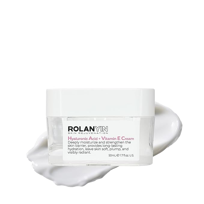 ROLANYIN Hyaluronic Acid + Vitamin E Cream for Deep Hydration and Moisturizing Nourishing Anti Aging Skin Repair Soothing and Revitalizing for Healthy Radiant Skin
