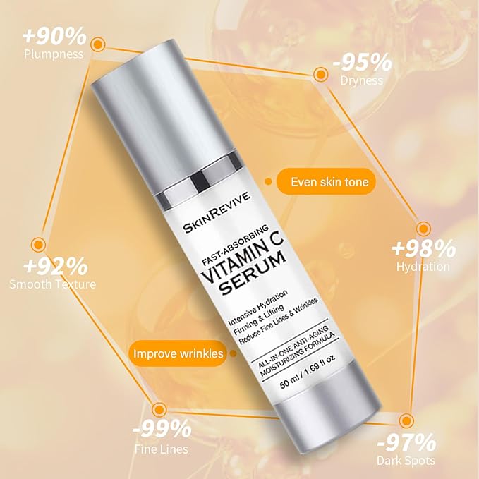 SkinRevive Vitamin C Serum for Women over 70, Vitamin C Serum for Mature Skin Face Hydrates, Firms, Lifts, Targets Age Marks, Wrinkles and Smoothes Skin Texture 1.69 fl oz Pack of 2