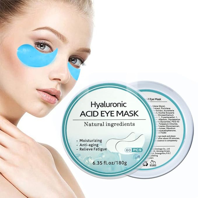 Under Eye Patches, Hyaluronic Acid Eye Mask Moisturizing, 60PCS Gel Eye Masks Pads With Collagen Eye Treatment for Reducing Dark Circles, Wrinkles Anti-Aging, Fine Lines Eye Bags Puffiness Women Men