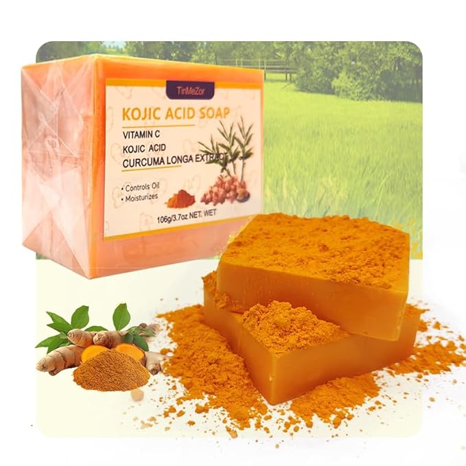 Turmeric Soap And Body Shimmer Oil Two Piece Set for Face & Body,Glitter Lotion Shimmer,2PCS Turmeric Soap Bar,Turmeric Soap for Face