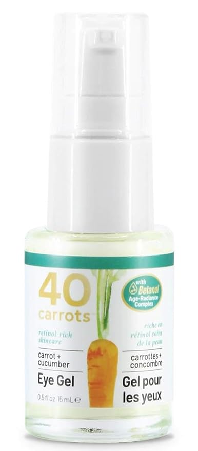 40 Carrots Carrot & Cucumber Eye Gel with Retinol for All Skin Types - Smooths Fine Lines & Reduces Wrinkles, Crow's Feet, Dark Circles, Under Eye Bags | Paraben Free (0.5 fl oz)
