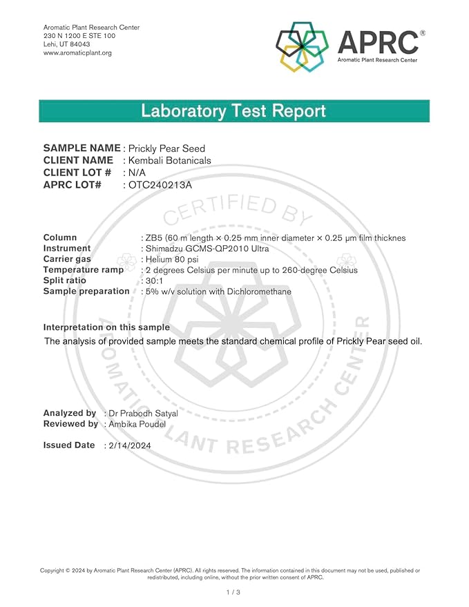 Prickly Pear Seed Oil, Organic, 100% Pure, Cold-Pressed-Unrefined-USDA, for Skin, Hair, Nails. Premium Quality, Imported from Morocco