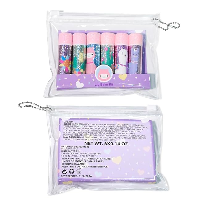 IBI 6 Pcs Fruit Flavored Lip Balm Set With Lanyard, Shiny packaging, Lip Care to Moisturize Dry Lips
