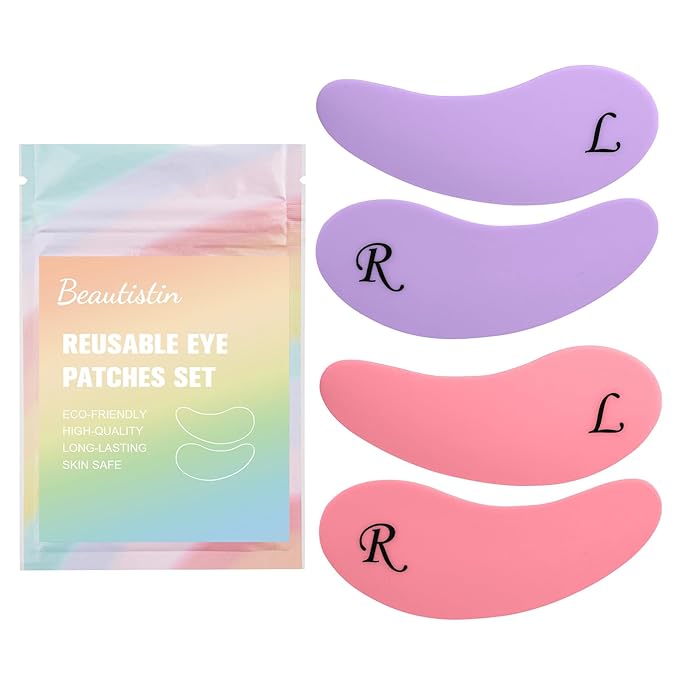 Under Eye Patches Silicone - 2 Pairs Reusable Eye Wrinkle Patches, Reusable Under Eye Mask, Plump Fine Lines & Wrinkles, Purple&Pink