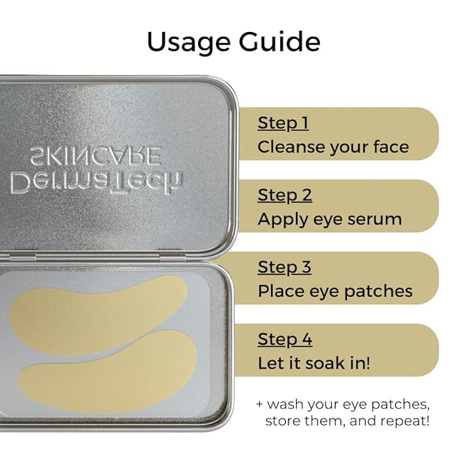 Reusable Under Eye Patches Eco-Friendly Wrinkle Patches with Tin Case | 100% Silicone Reusable Facial Patches | For Puffy Eyes, Dark Circles, Reducing Wrinkles