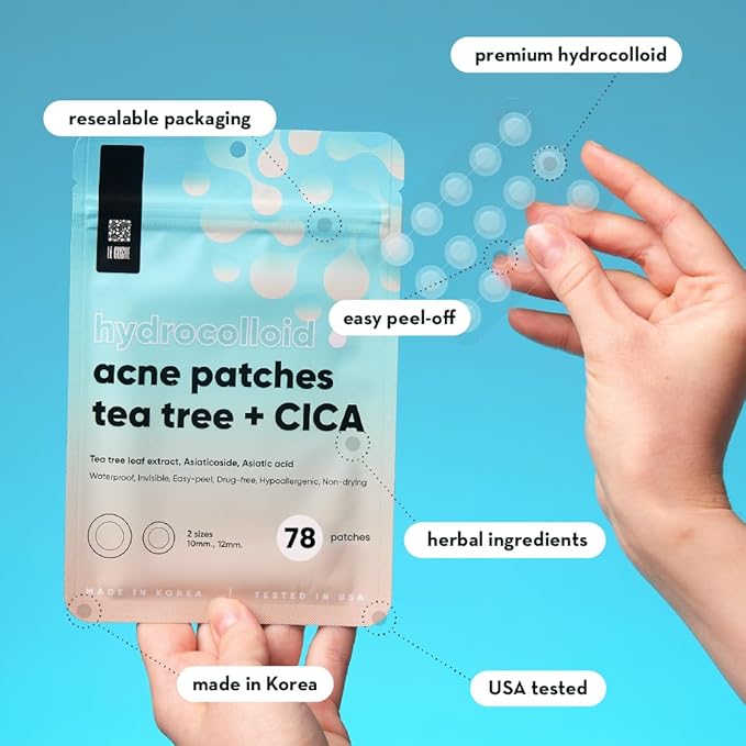 LE GUSHE Korean Pimple Patches for Face (78 Dots) - Hydrocolloid Acne Patches with Tea Tree Oil - Invisible Zit Stickers - Dermatologist Tested - Korean Skin Care