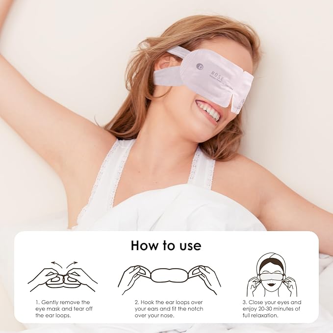 Disposable Hyaluronic Acid Eye Masks for Sleep & Relaxation, Heated Steam Eye Masks for Spa & Travel,Relieving Dry Eyes, Dark Circles & Puffiness, Gifts for Women,Rose 10 Packs