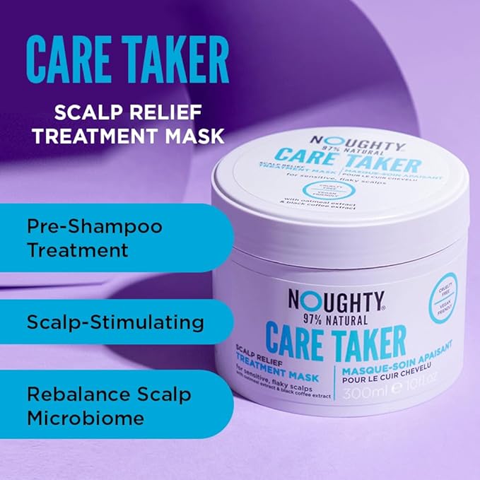 Noughty 97% Natural Care Taker Scalp Relief Treatment Mask to Soothe Scalp and Calm Irritation with Oatmeal Extract and Black Coffee Extract, Sulphate Free Vegan Haircare 300ml