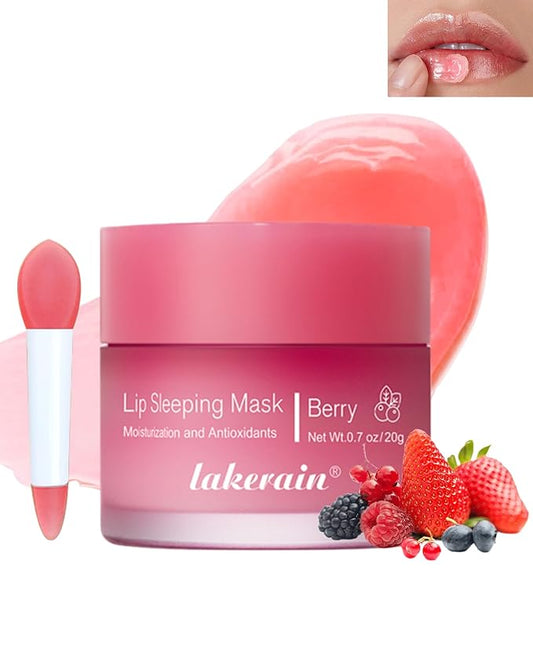 Sleeping Lip Mask, Overnight Hydrating & Prevention Dry and Cracked Lips Scrubs Exfoliator & Moisturizer, Ultra-Nourishing Lip Sleeping Mask with Wand, Lips Care Therapy Treatment for Women-02#Berry