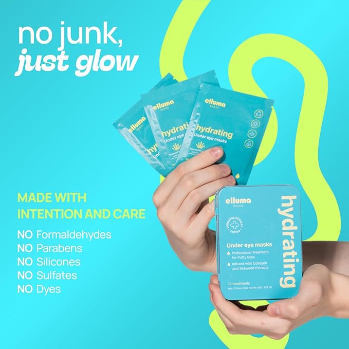 Under Eye Patches 12 Pairs of Themed Hydrogel Eye Gel Pads - For Puffy Eyes and Dark Circles, Under Eye Bags, Wrinkles - Hydrating Set with Seaweed Extracts