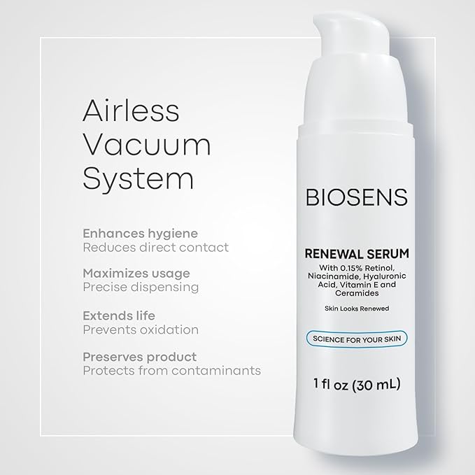 Retinol Serum for Face, 0.15% Retinol, Hyaluronic Acid & Niacinamide, Pore Minimizer, Antiaging & Skin Rejuvenation. Non-Comedogenic & Wrinkles reduction, Airless Pump, 1 fl oz