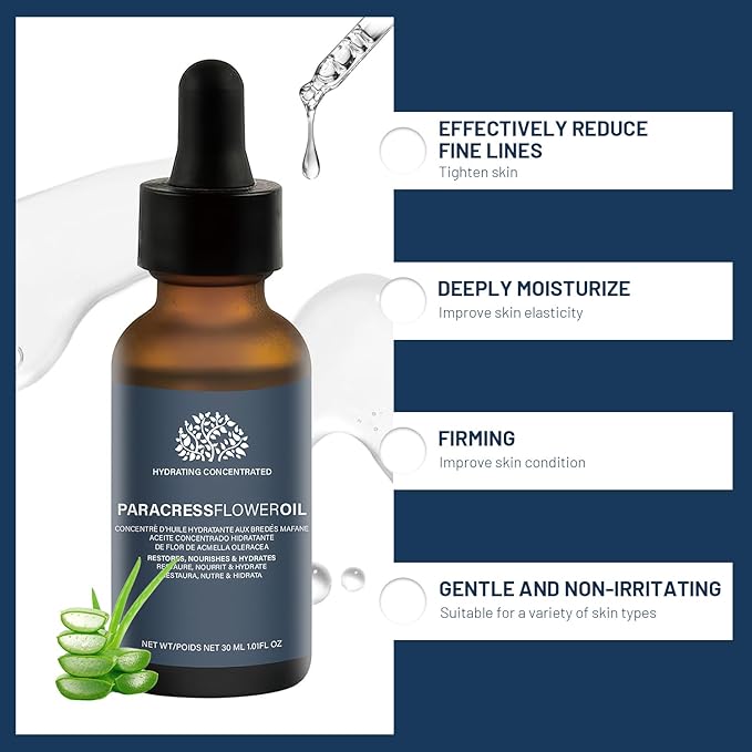 2 Pcs Paracress Facial Oil, Paracress Oil for Face, Paracress Serum, Paracress Facial Serum Organic, Smooth Fine Lines and Wrinkles, Natural Face Oil for All Skin Types 30ML/1oz