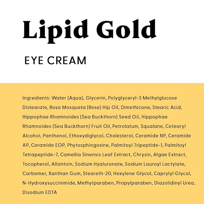 Stratia Lipid Gold Eye Cream Moisturizer and Anti-Aging Skincare for Dark Circles, Fine Lines, Wrinkles, and Under-Eye Brightening, 0.5 fl. oz