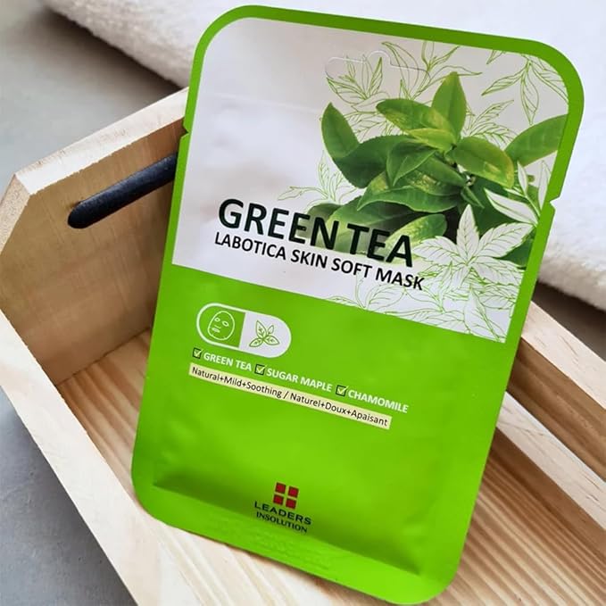 Green Tea Skin Soft Mask - Natural Fermented Facial Sheet for Acne Control, Sebum Regulation, and Redness Relief - Harmonizing Skincare for Oil/Moisture Balance (10 Sheets)