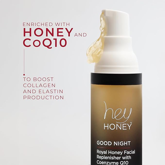 Hey Honey Skincare Good Night Moisturizer For Face Royal Honey Facial Replenisher with Coenzyme Q10 | A Lavish Night Time Repair Designed To Improve Moisture Retention | 1 Oz