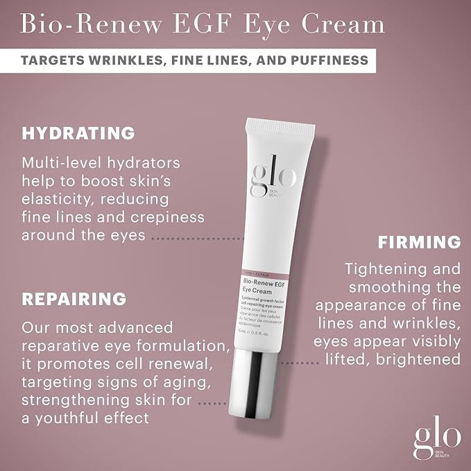 Glo Skin Beauty Bio-Renew EGF Eye Cream - Epidermal Growth Factor Cell Repairing Eye Cream, Combats Signs of Aging By Repairing, Hydrating & Firming Skin
