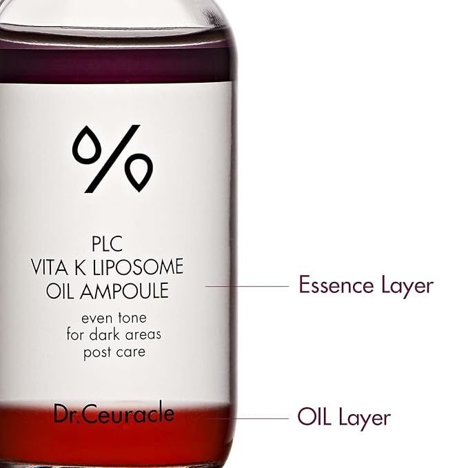 Dr.Ceuracle PLC Vitamin K Liposome Oil Ampoule - Korean Vitamin K Face Serum for Evening Skin Tone and Relieving Imperfections (50 ml / 1.69 fl. oz.)