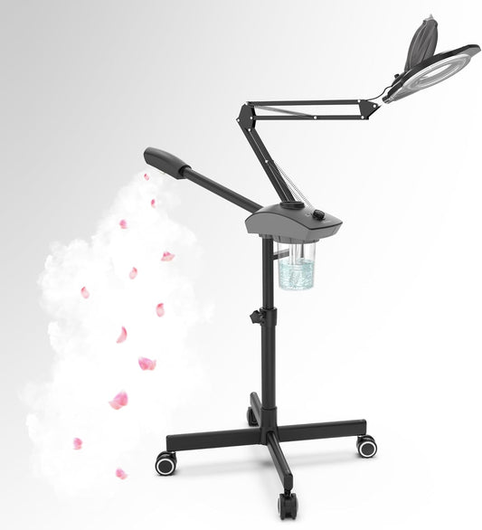 TASALON Professional 2-in-1 Facial Steamer, Ozone Face Steamer with 5X Magnifying Lamp Deep Cleaning Pore,Hot Mist Face Steamer Salon Spa Beauty Skin Care Equipment, Aroma Therapy Nozzle Included