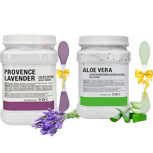 Jelly Mask Powder for Facials,Hyalorunic Acid Jelly Masks For Facials Professional, Aloe Vera Jelly Face Mask,Face Masks with Double-ended Silicone Brush, 23 Fl Oz