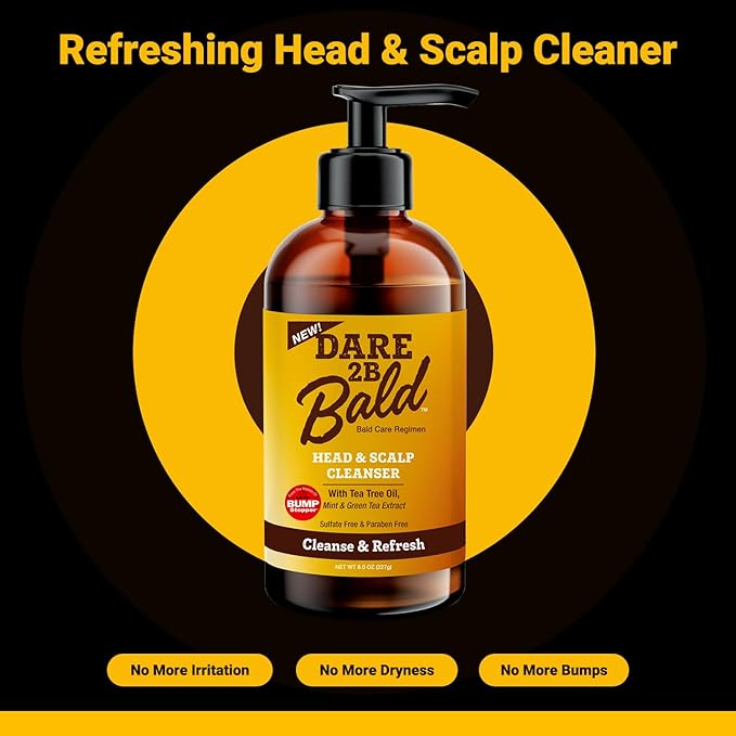 high time Dare 2B Bald Head & Scalp Cleanser | Bald Head Moisturizer for Men | Bald Head Care Regimen | with Tea Tree Oil, Mint & Green Tea Extract - 8 FL OZ