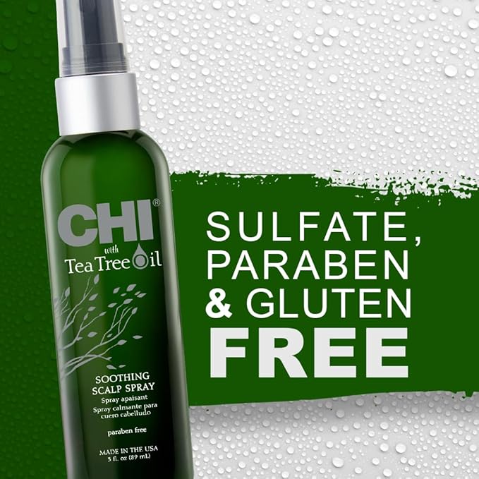 CHI Tea Tree Oil Soothing Scalp Spray, Moisturizing Spray For Relieving Irritation & Itching, Sulfate, Paraben, & Cruelty-Free, 3 Oz