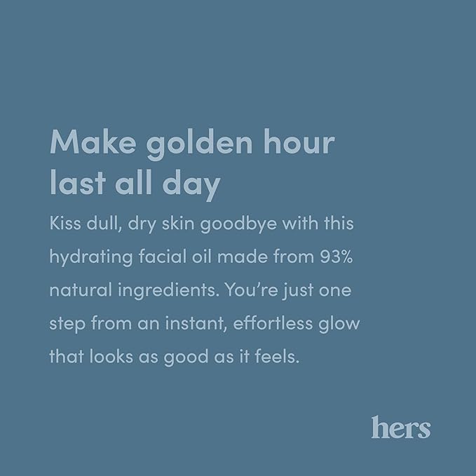 hers Effortless Glow Face Oil - Anti Aging Facial Oil for Glowing Skin - Softens, Hydrates, Smoothes Wrinkles - Contains Jojoba Oil, Tea Tree Oil, Rosehip - 1 fl Oz
