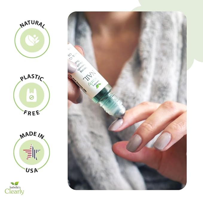 Isabella's Clearly NAIL and Cuticle Oil for Strong Nails and Soft Cuticles | Strengthening Roll On Nail Oil with Tea Tree, Jojoba and Blue Tansy to Repair and Nourish | Natural Essential Oil Blend