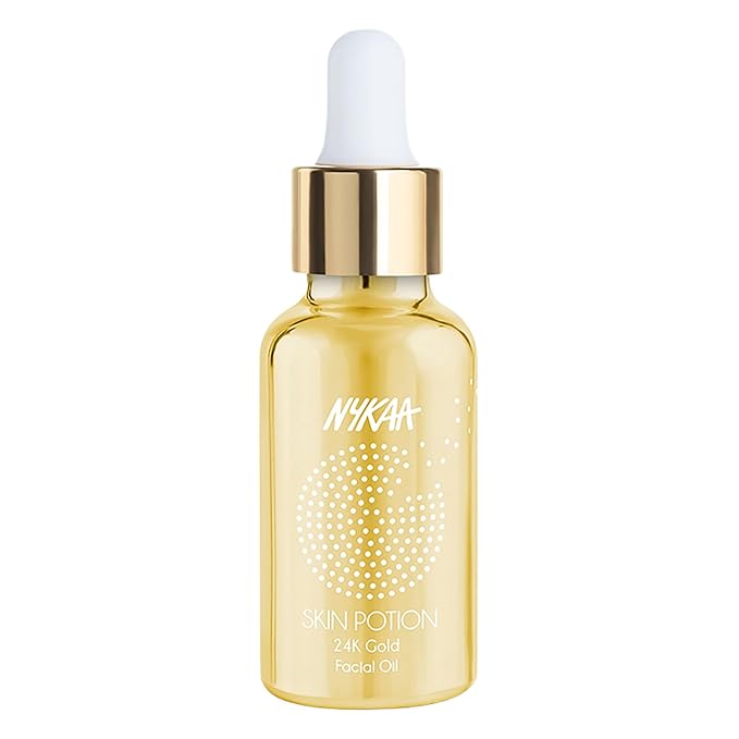 Nykaa Naturals Skin Potion Facial Oil, 24K Gold, 1.01 oz - Boosts Collagen - Hydrating Face Oil for Dry Skin - Fragrance-Free - All Skin Types