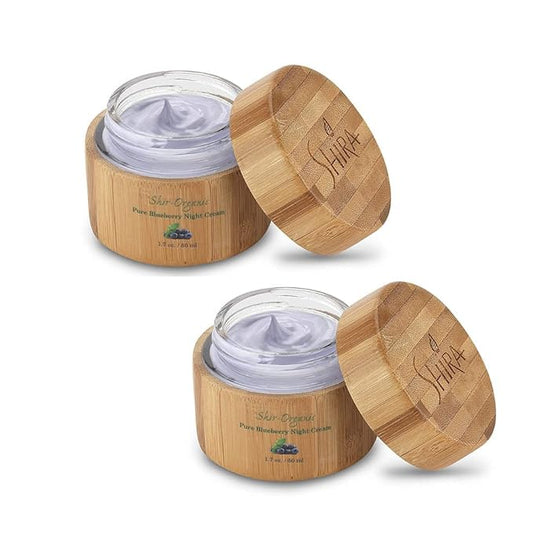 Shir Organic Blueberry Night Cream for Nourished, Wrinkle-Free, Radiant Skin. Moisturizer Face Cream with Anti-Aging Formula keeps Skin Hydrated, Facial Skin Care Product 50ml (Pack of 2)