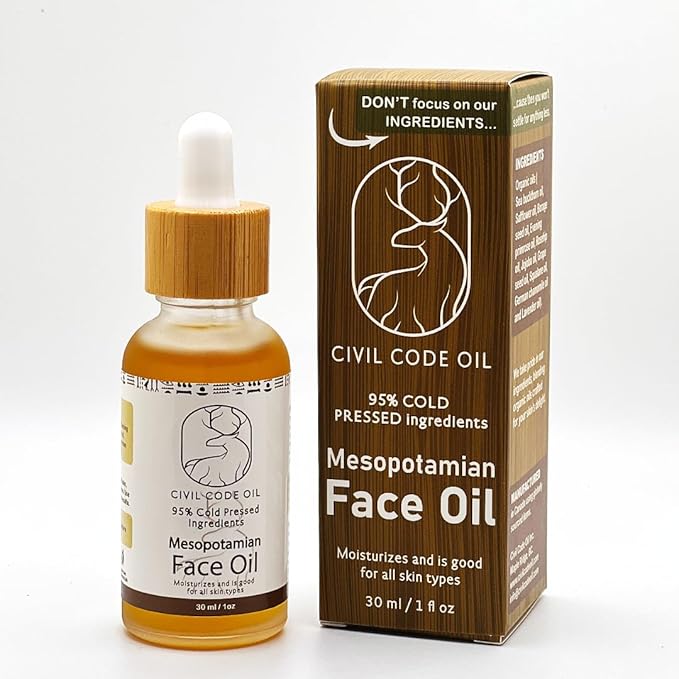 Mesopotamian Face oil for women, Cold-Pressed, Organic Anti Aging Facial Oil, Sea Buckthorn, Safflower, Borage Seed, Rosehip, Jojoba Oil, Squalane, Lavender Oil… 1oz.